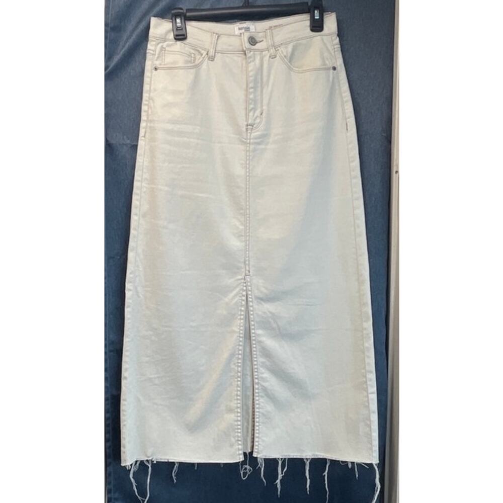 Kensie Jean Womens 4 Cream High Rise Midi Skirt Back Slit Coastal/Summer Cool
